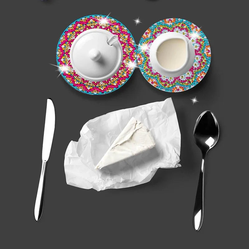 סט תחתיות כוסות DIY עם אבני חן 