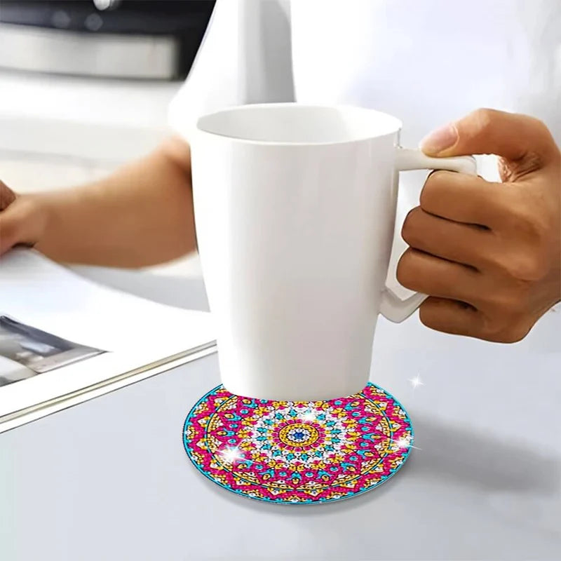 סט תחתיות כוסות DIY עם אבני חן 