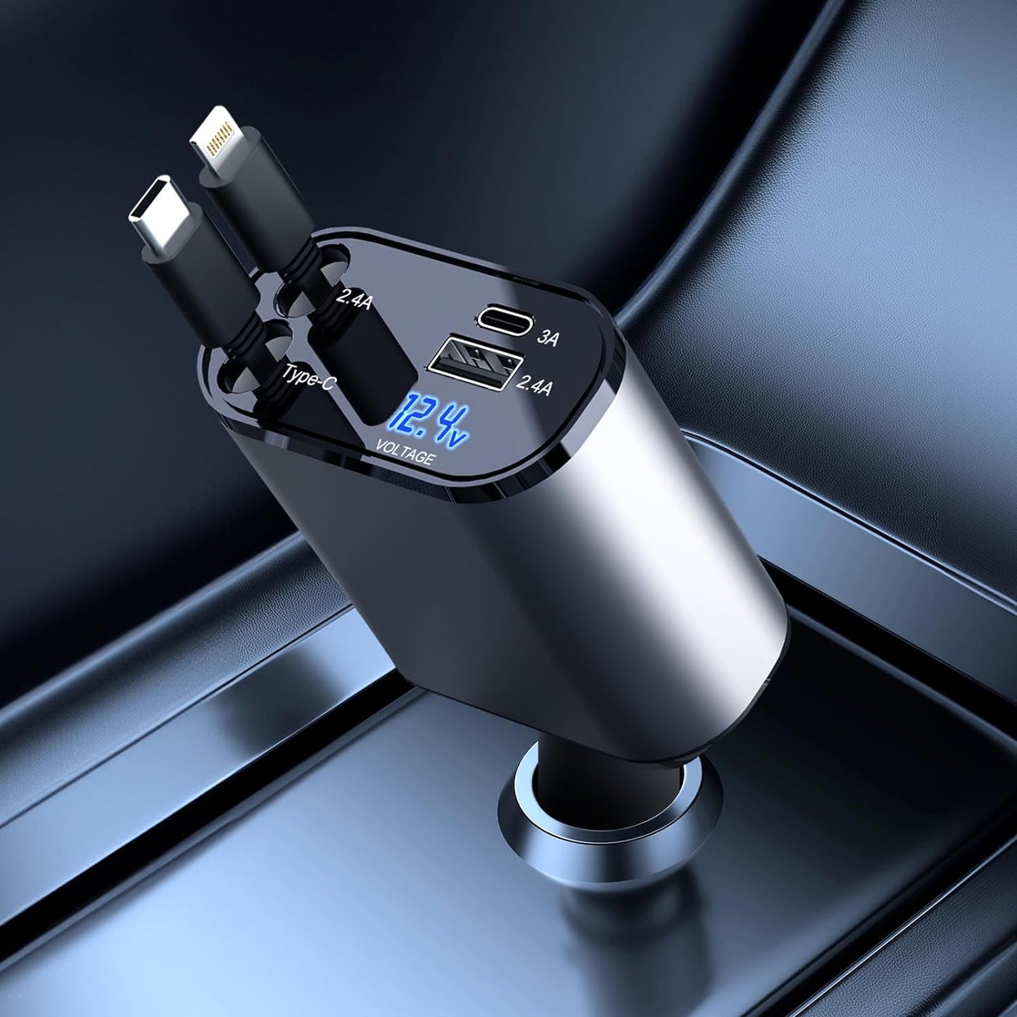 Fast car charger with dual smart USB port 4-in-1 