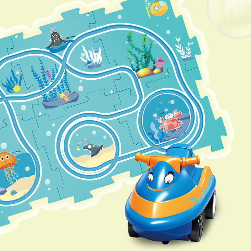 Edukacyjna układanka torowa z pojazdami elektrycznymi 