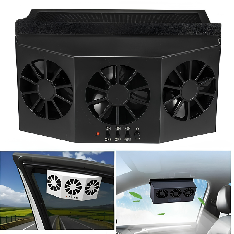 Solárny ventilátor do auta s nabíjaním cez USB — fotografia 4
